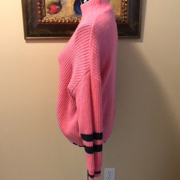 💗Express Mock turtleneck Preppy Dolman sleeve blue band detail sweater - Picture 2 of 10